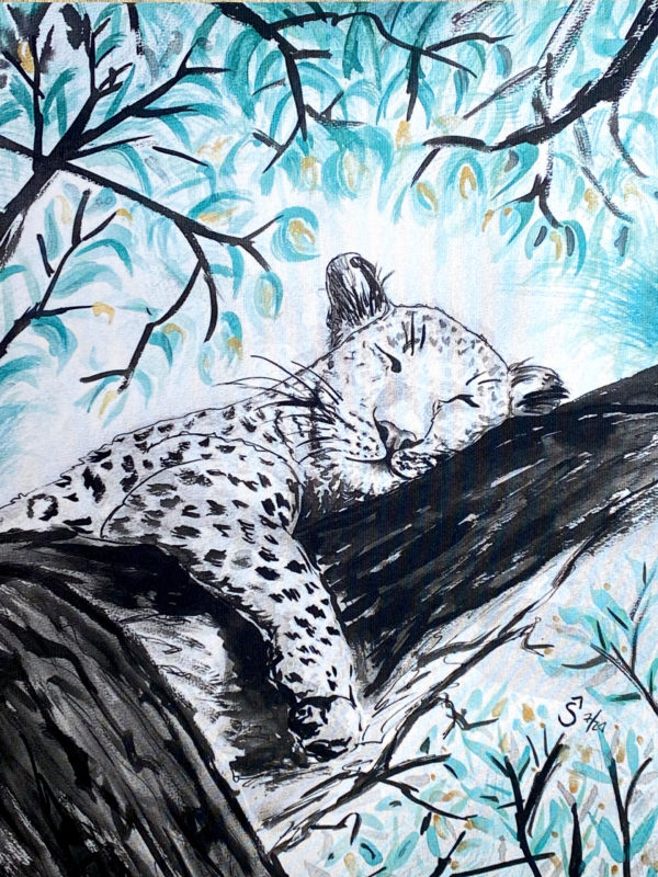 Schlafender Leopard Kunstdruck